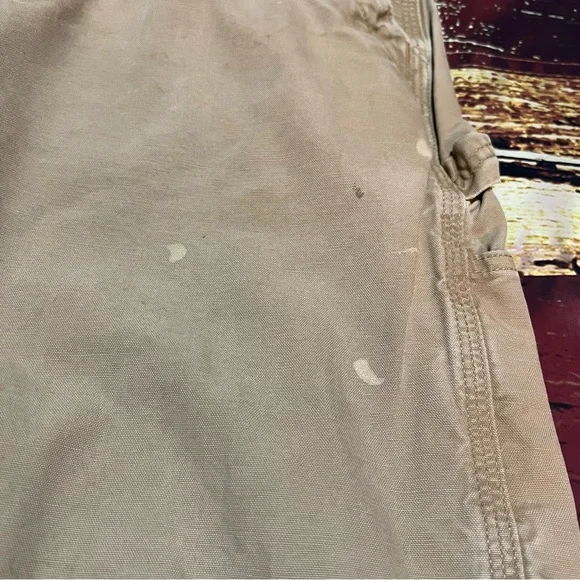 Tan Carhartt carpenter cargo workwear pants original dungaree fit size 34x29 - Picture 8 of 13